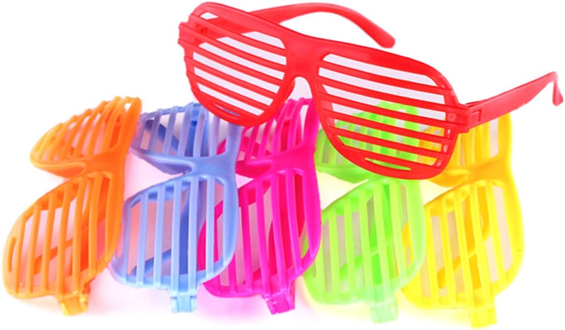 12 Pack Neon Color Shutter Style Glasses 80s Party