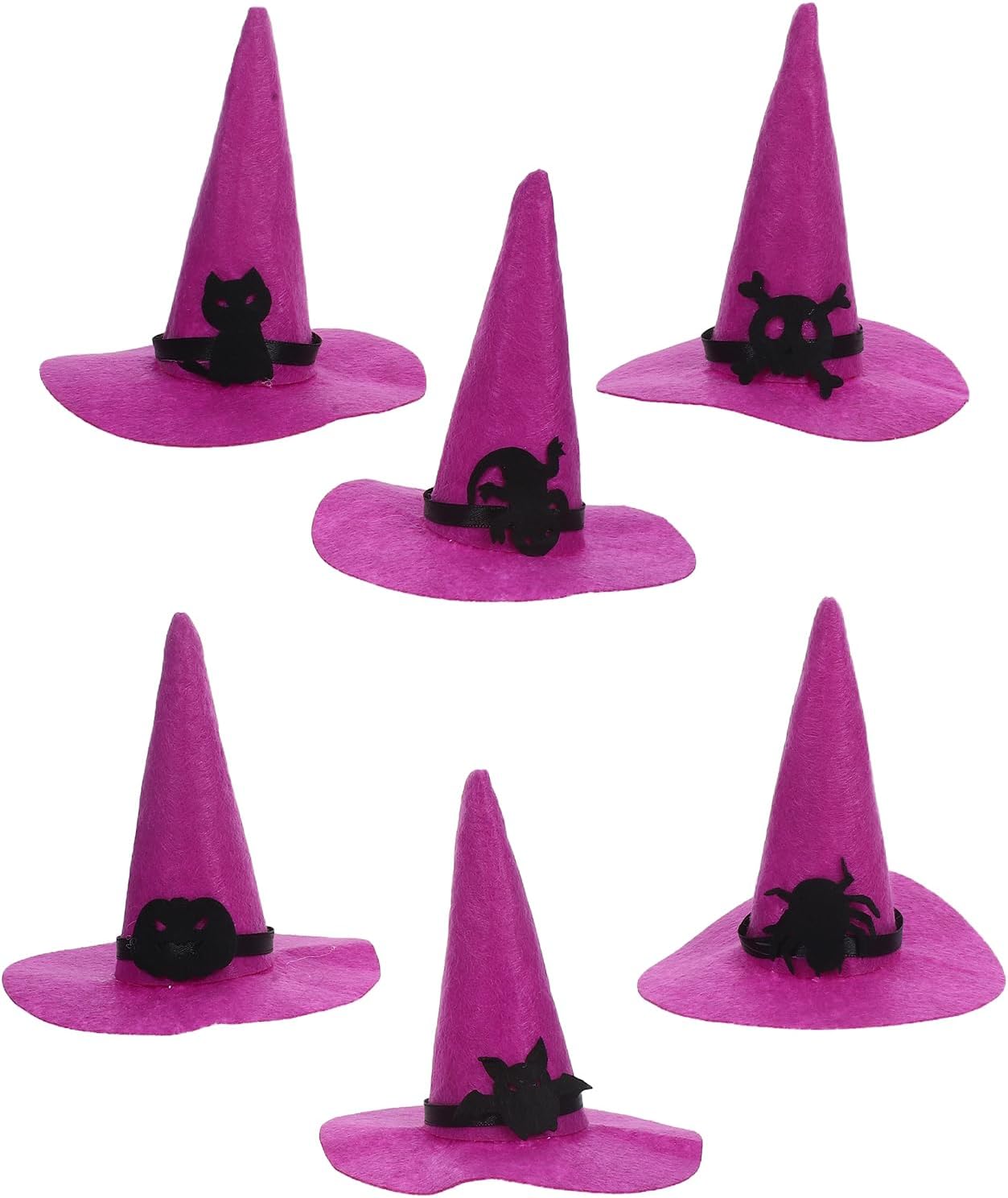 LUOZZY 6pcs Small Felt Witch Hats for Halloween DIY Decoration Costume Accessories