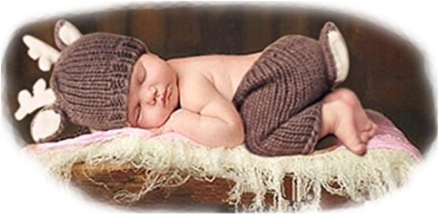 Coberllus Newborn Photography Props Deer Hat Pants Set for Baby Boy Girl