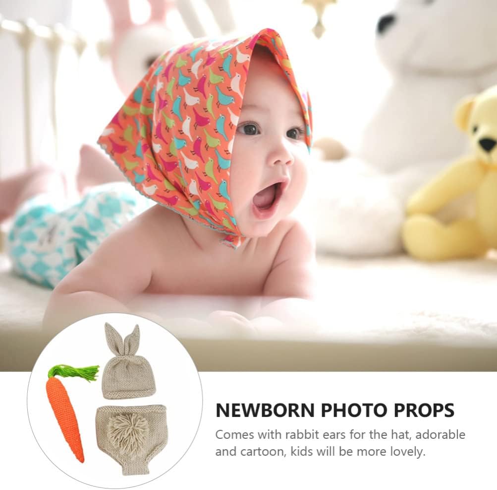 Kisangel Newborn Baby Boy Girl Easter Bunny Crochet Costume Hat Diaper Accessory Set