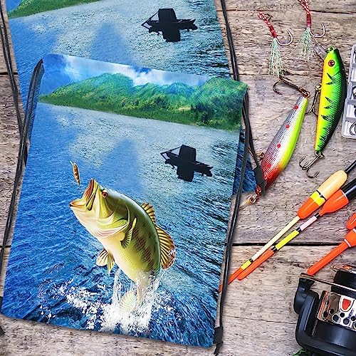 Sanwuta 20 Pcs Fishing Party Favors Drawstring Bags Fish Backpack Gift Set