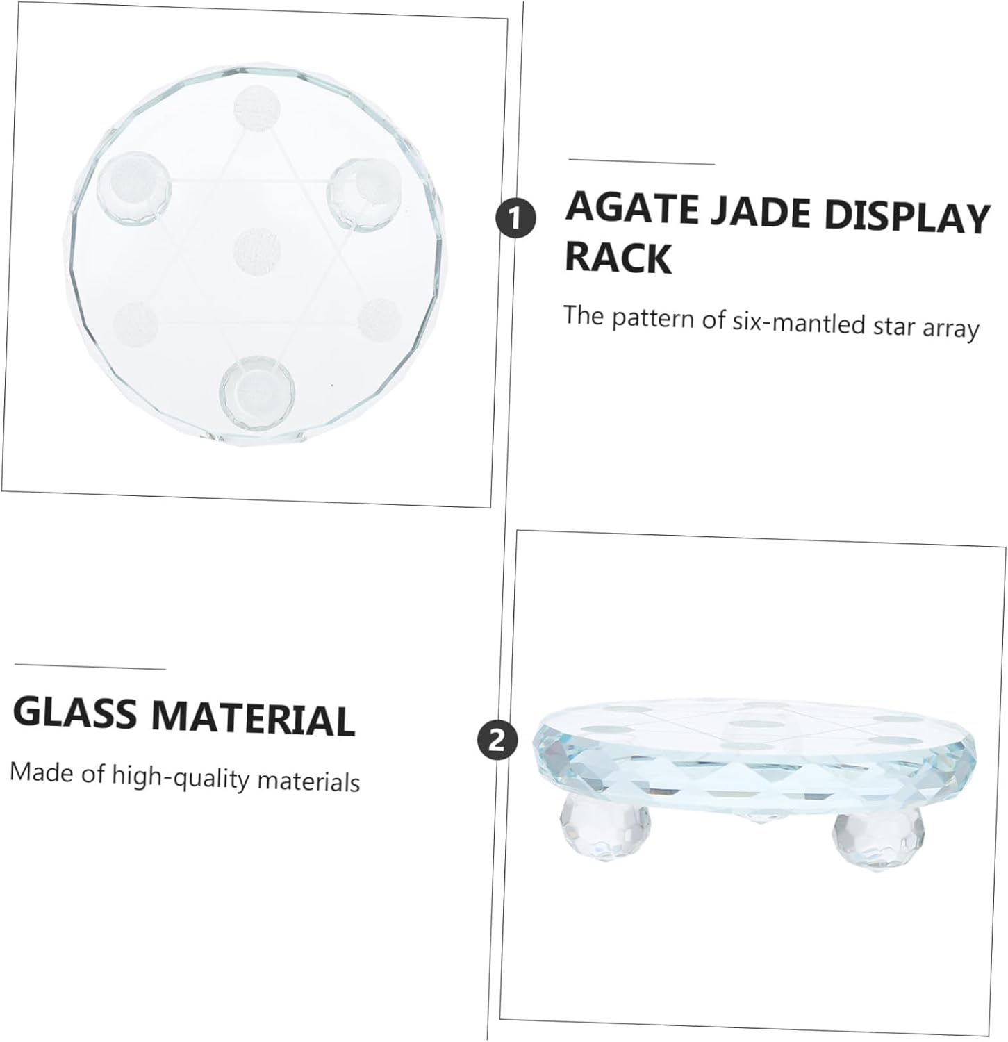 Happyyami Glass Seven-Star Crystal Display Tray for Jewelry Home Decor