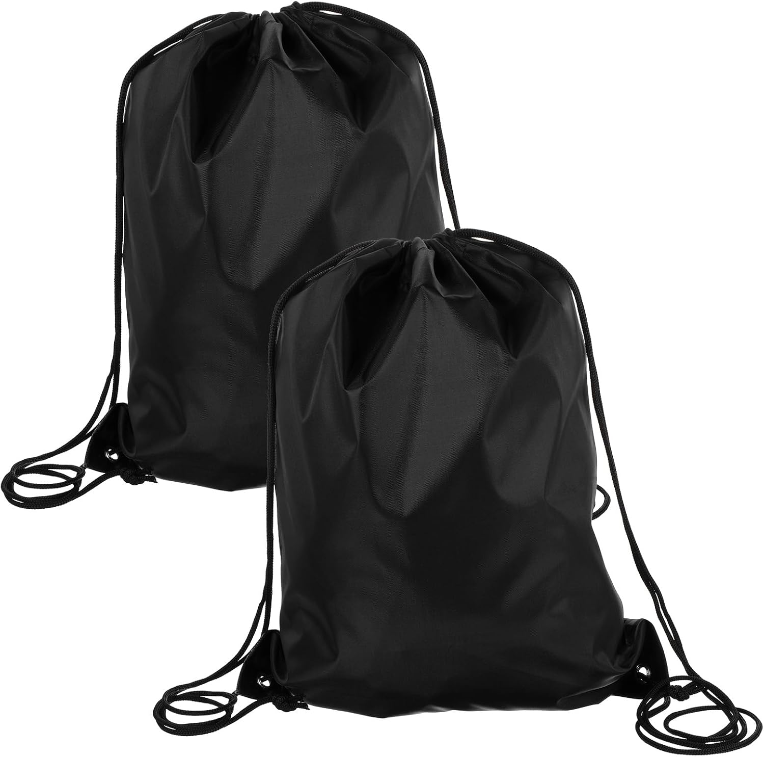 Prasacco 2 Pcs Drawstring Backpack Black for Men Women Sports Gym Travel Swimming Beach