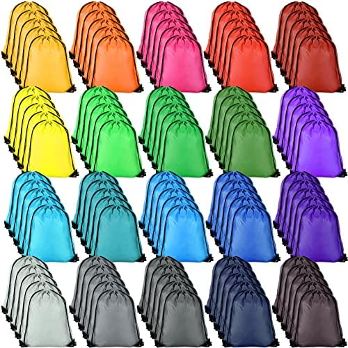 Queekay 200 Pack Drawstring Backpacks 20 Colors