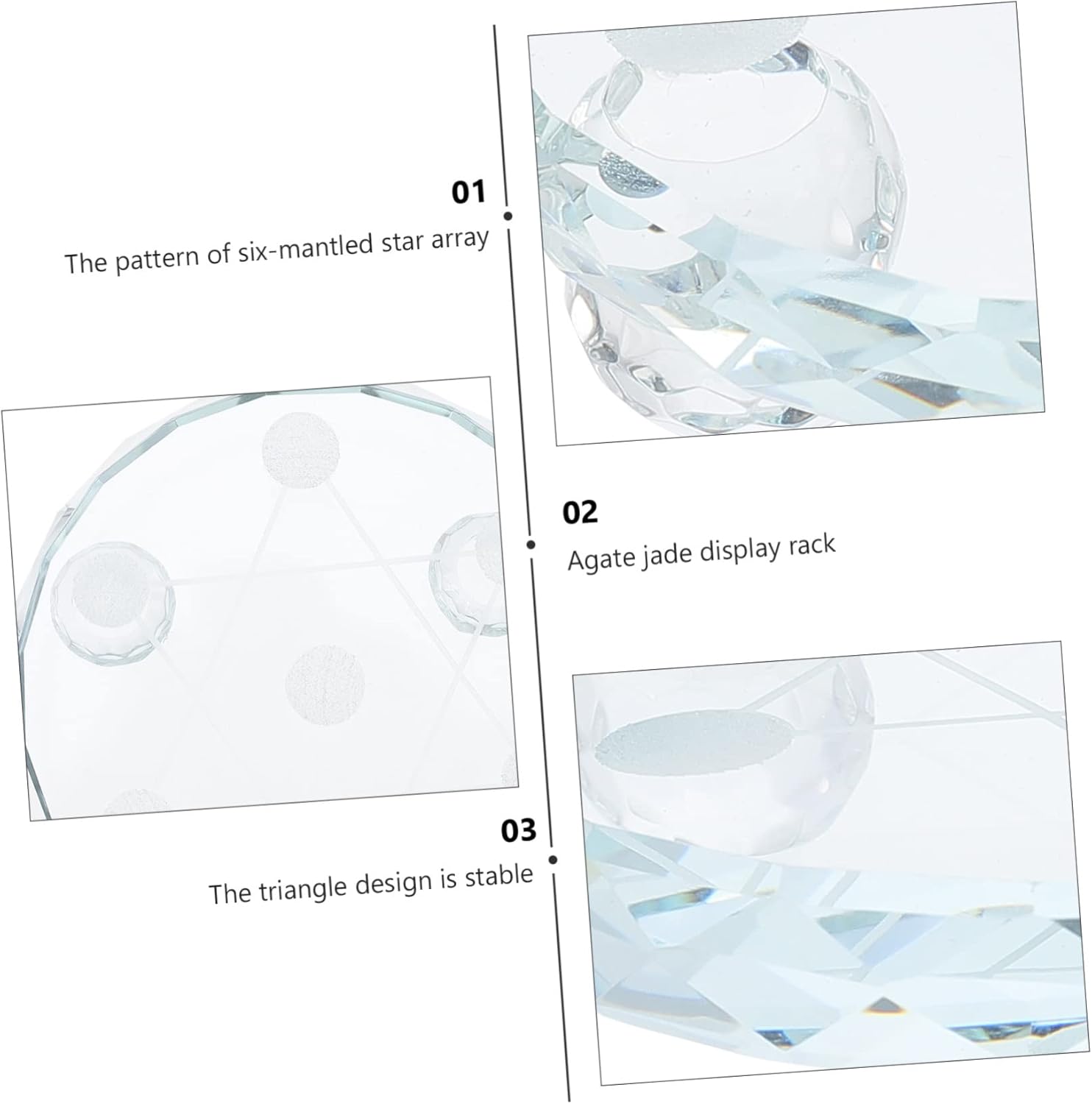 Happyyami Glass Seven-Star Crystal Display Tray for Jewelry Home Decor