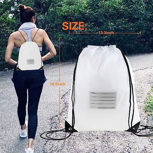 20 Pcs White Drawstring Bags for Travel Gym Sport