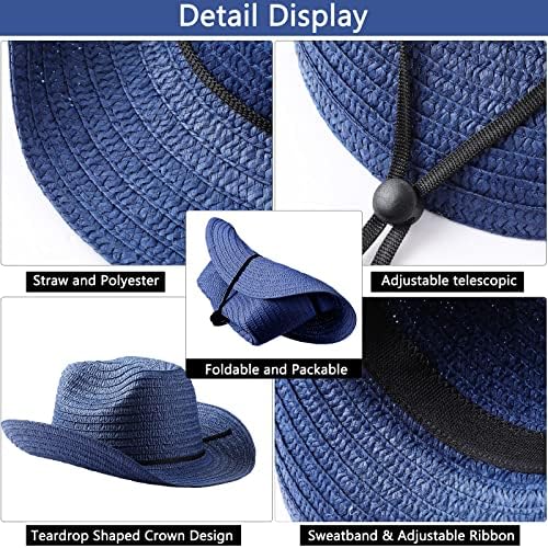SATINIOR 12 Set Straw Cowboy Hats and Bandanas