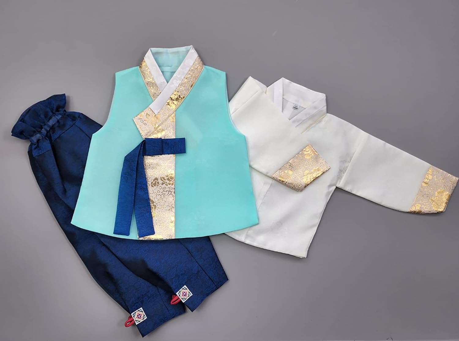 Korean Traditional Hanbok for Baby Boy 1st Birthday Dol Party Aqua Mint