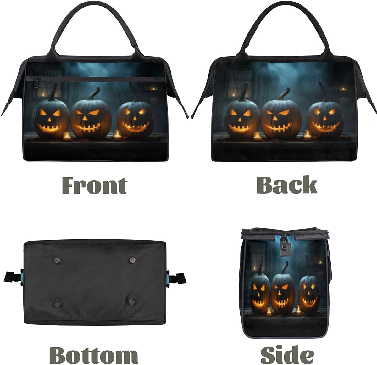 Halloween Pumpkins Candle Gym Bag for Men Women Waterproof Travel Duffel with Trolley Sleeve