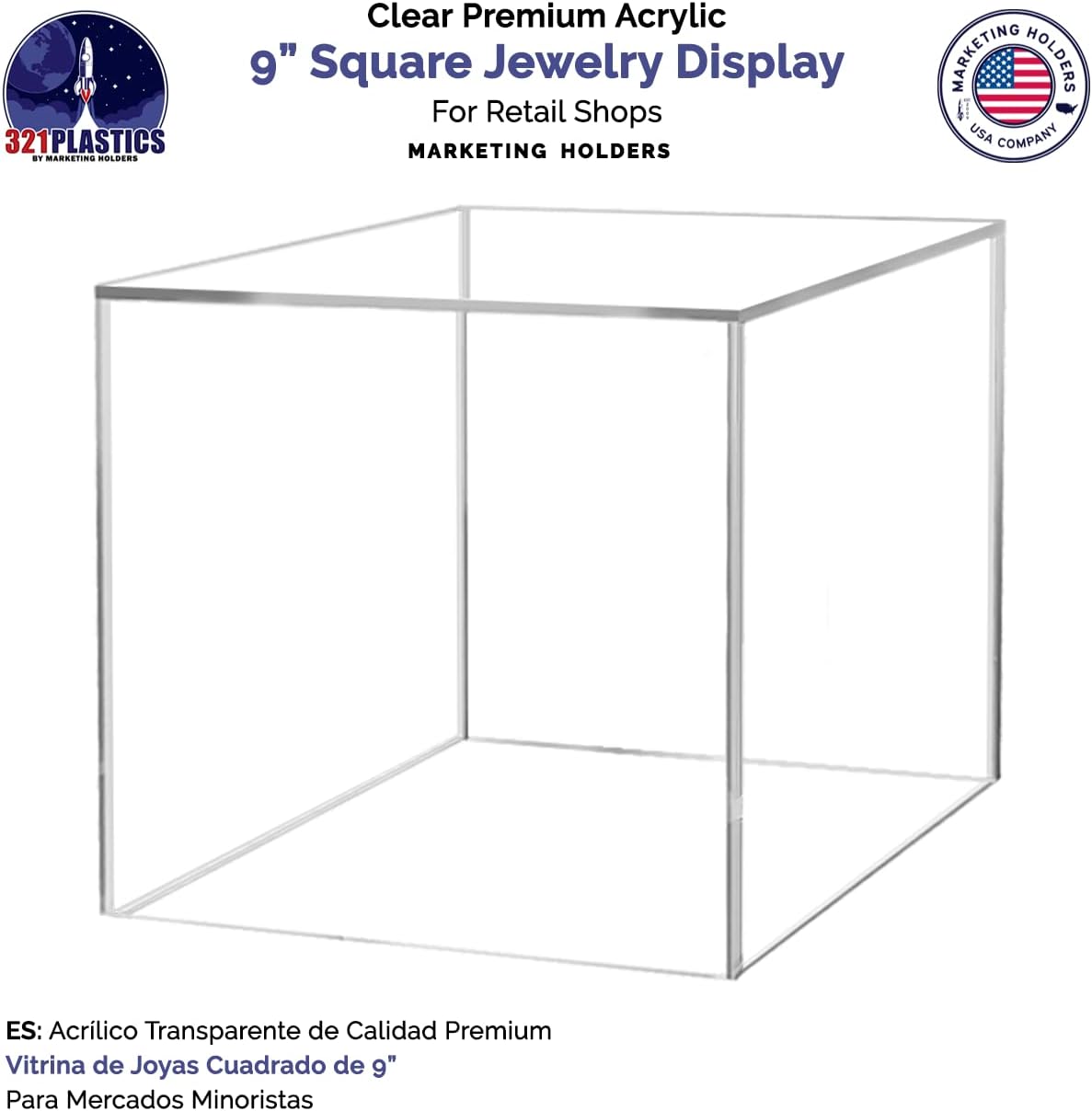 9 Inch Acrylic Display Riser Box No Lid Clear Square Jewelry Box Storage Platform