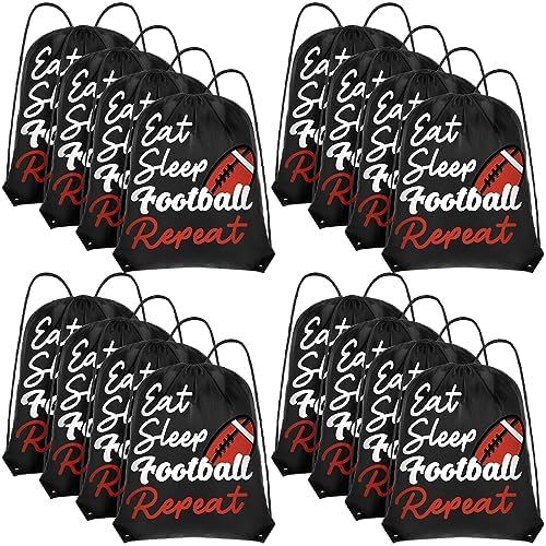 Windyun 16 Pcs Football Pattern Drawstring Bags for Gym and Travel
