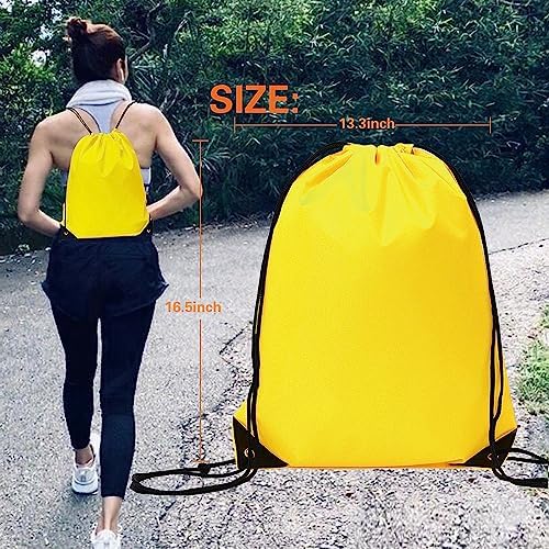 CODOBON 20 Pcs Yellow Drawstring Backpack Bulk Bags for Gym Sports