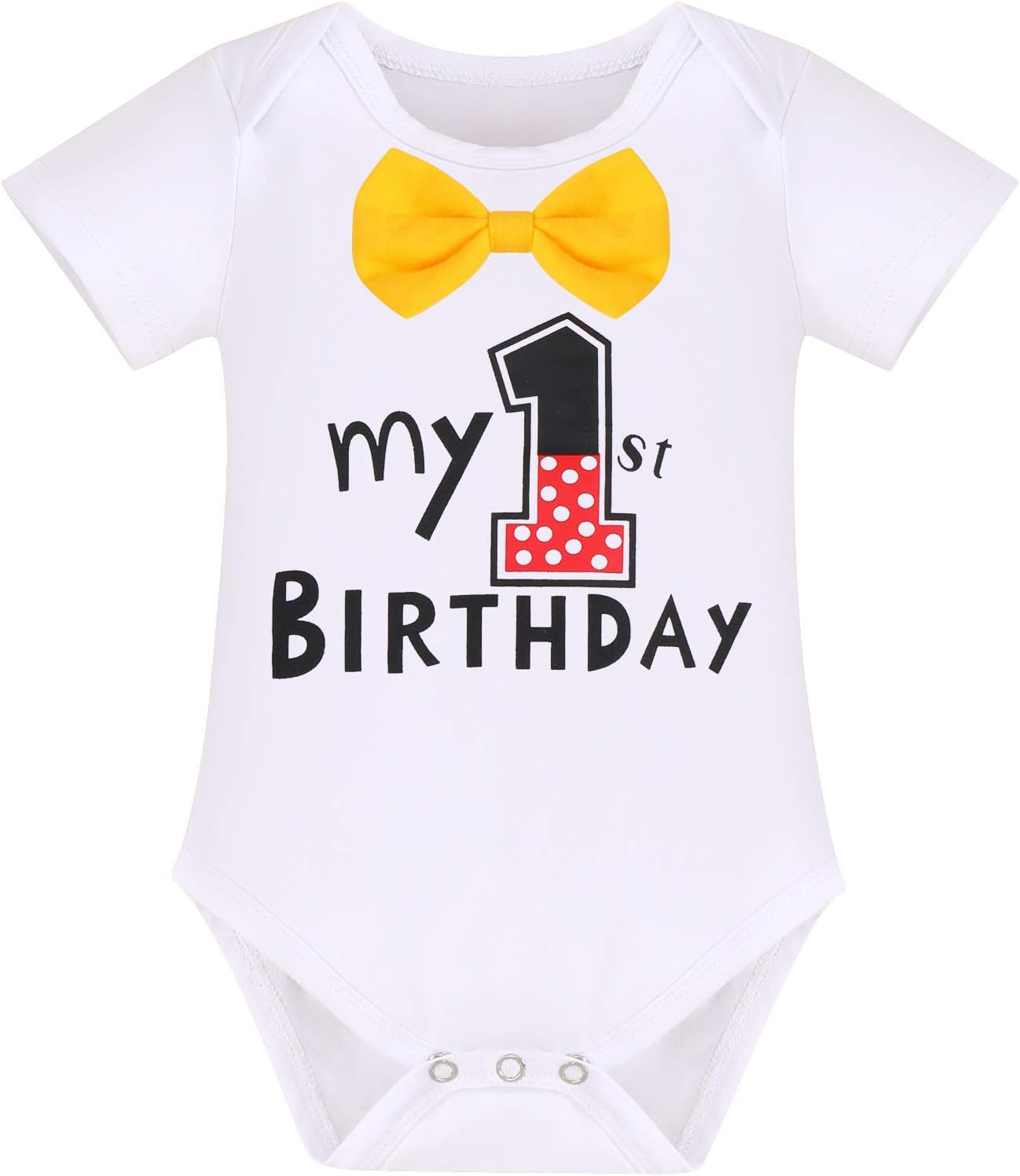 IBTOM CASTLE Baby Boys First Birthday Costume Cake Smash Suspenders Bowtie Mouse Ear Outfit