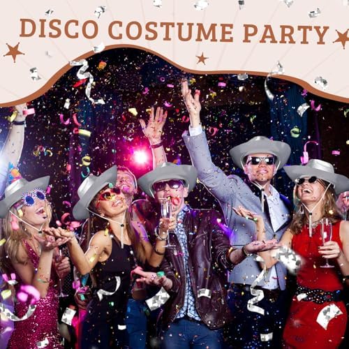 Shyyween Glitter Wide Brimmed Cowgirl Party Hat Set for Men Women
