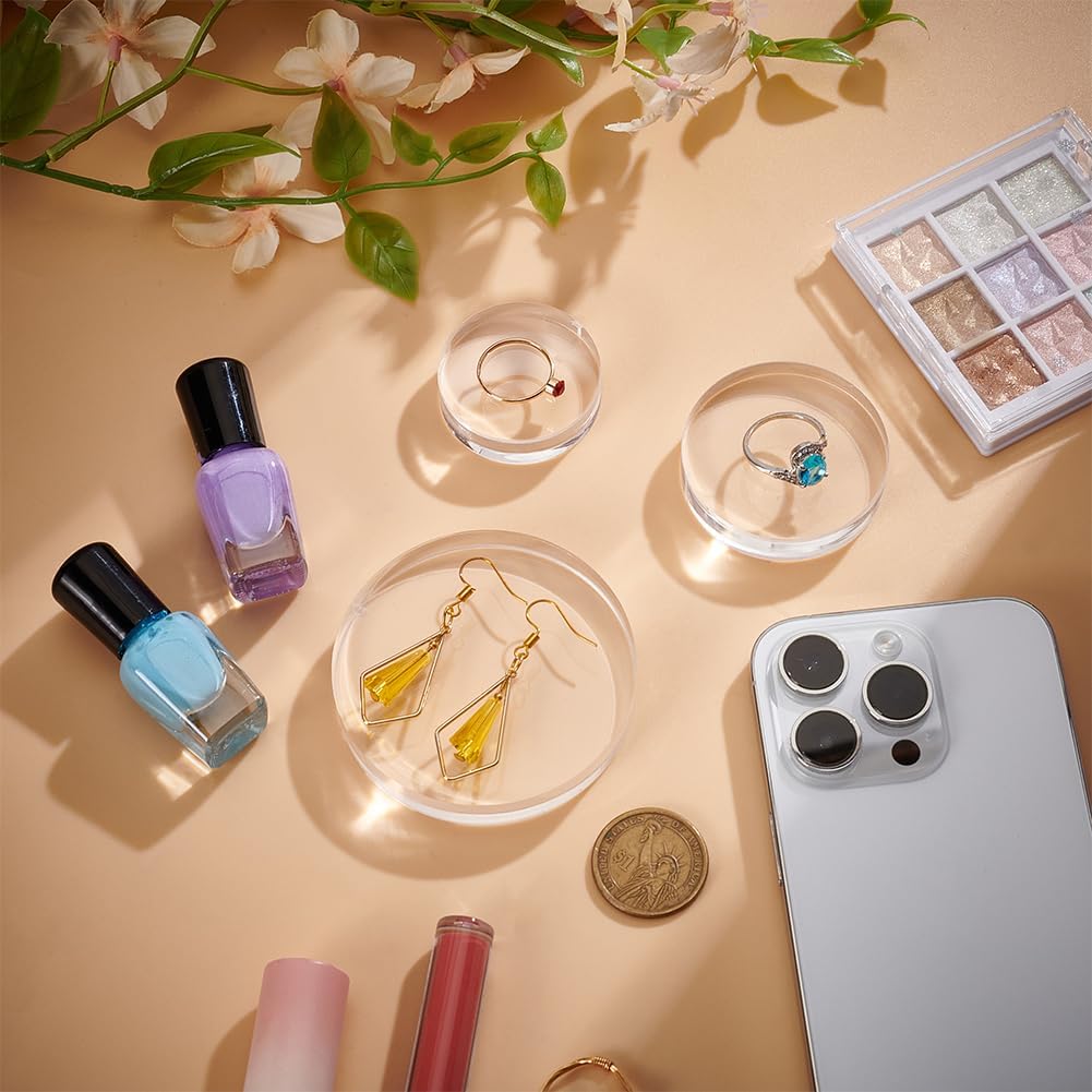 Fingerinspire 3 Sizes Clear Acrylic Display Bases for Jewelry Photography Props