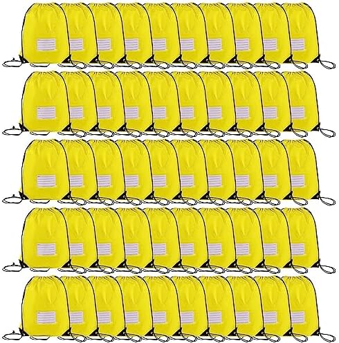 50 Pack Yellow Drawstring Bags for Gym Travel