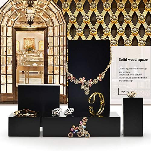 Oirlv Minimalist Jewelry Display Stand Organizer Black Square Holder