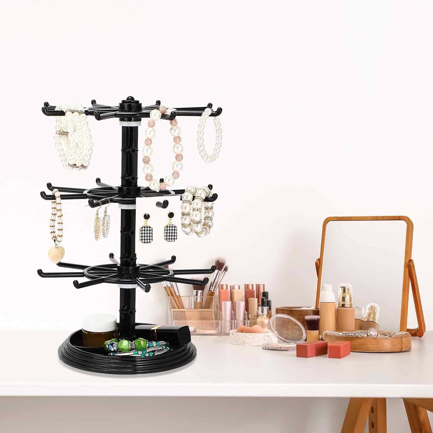 2 Pcs 3 Tier Rotating Jewelry Display Stand Plastic Spinning Rack for Vendors Events