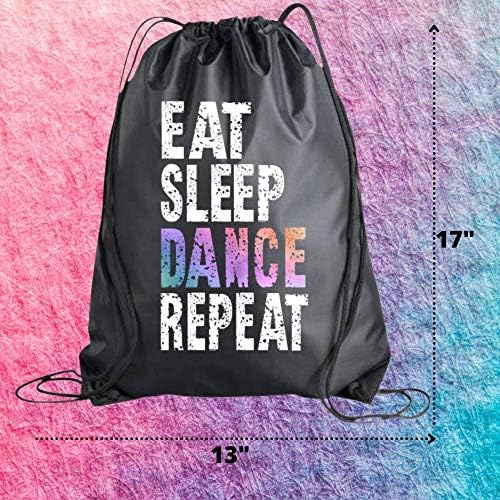 Eat Sleep Dance Repeat Drawstring Backpack - Dance Bag for Recitals and Practice