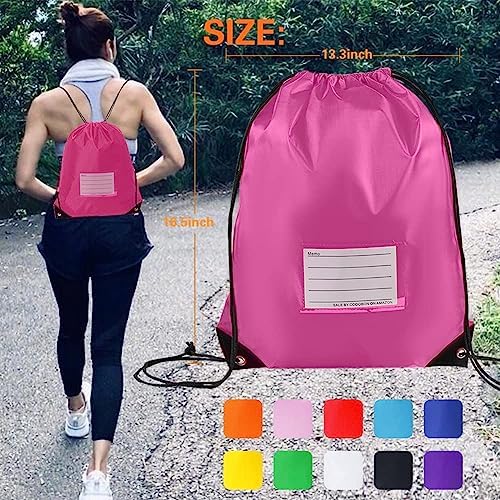 20 Pcs Pink Drawstring Bags With Cards