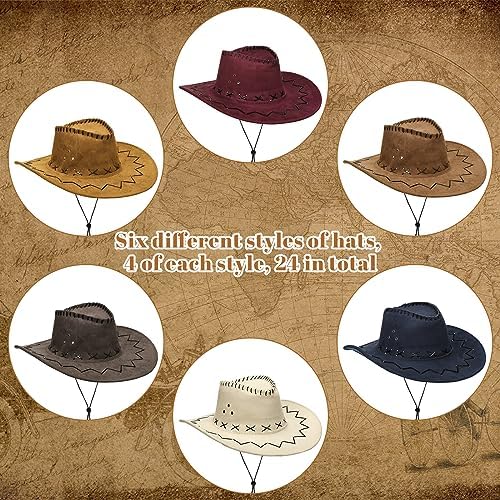 Cindeer 48 Pcs Cowboy Hat and Bandana Set