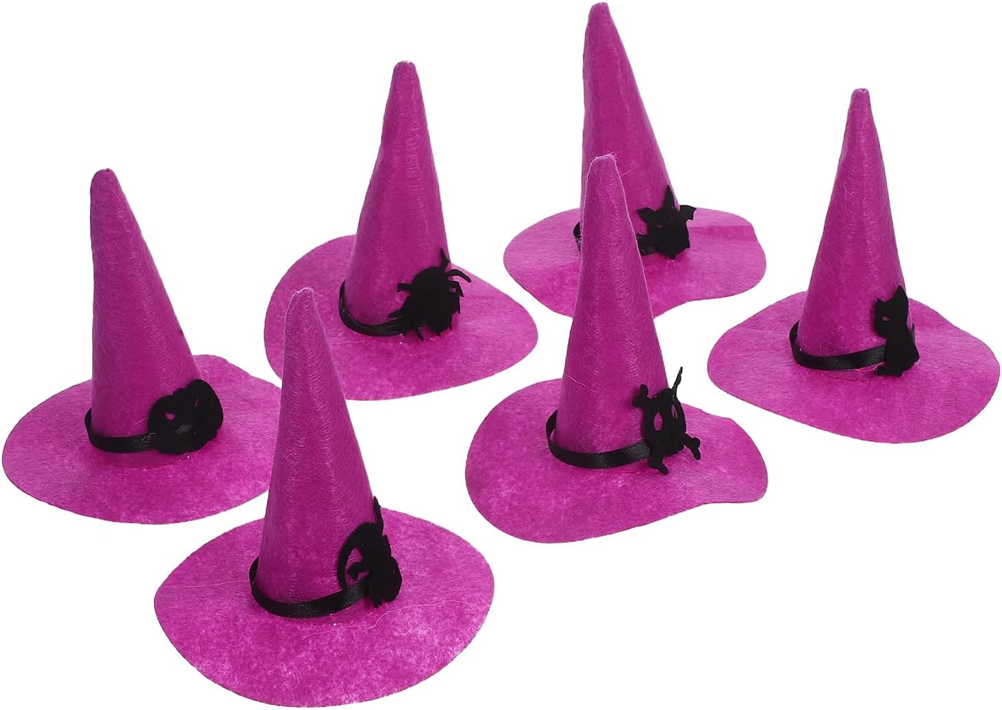 LUOZZY 6pcs Small Felt Witch Hats for Halloween DIY Decoration Costume Accessories