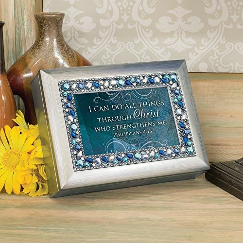 Cottage Garden Can Do All Things Through Christ Jewelry Box