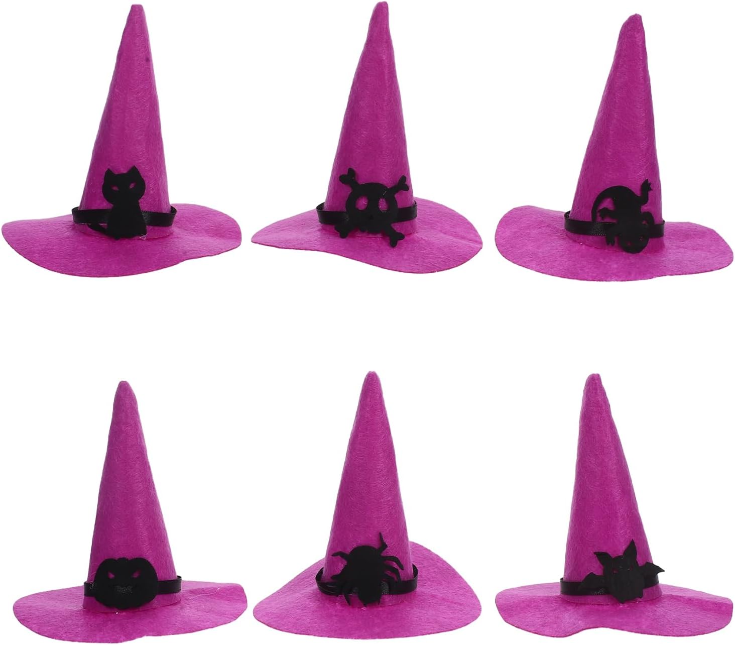 LUOZZY 6pcs Small Felt Witch Hats for Halloween DIY Decoration Costume Accessories