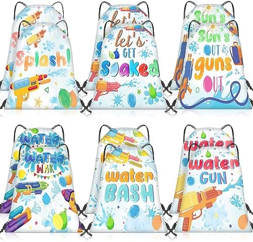 Paterr 12 Pcs Water Gun Drawstring Backpacks