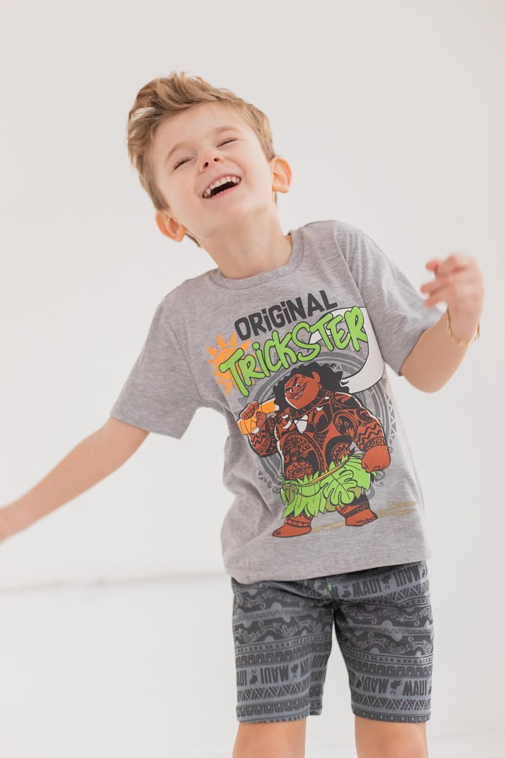 Disney Moana Maui French Terry Graphic T-Shirt and Shorts 3 Piece Set for Boys