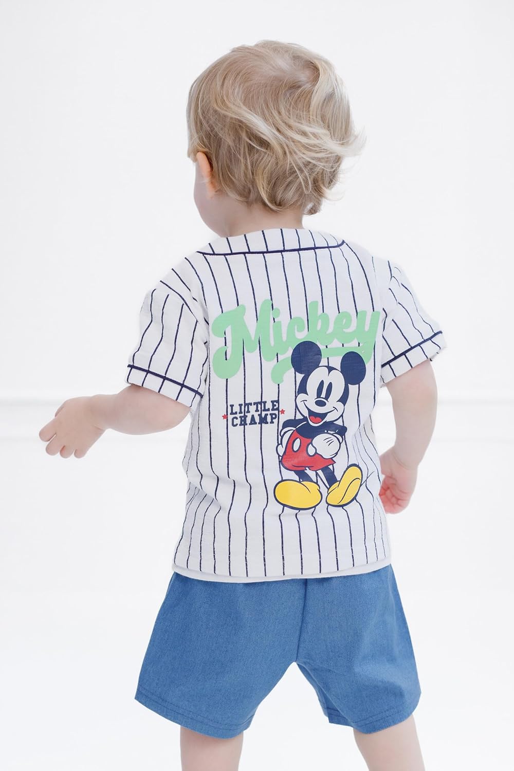 Disney Mickey Mouse Button Down Shirt and Denim Shorts Set for Newborn to 5 Years