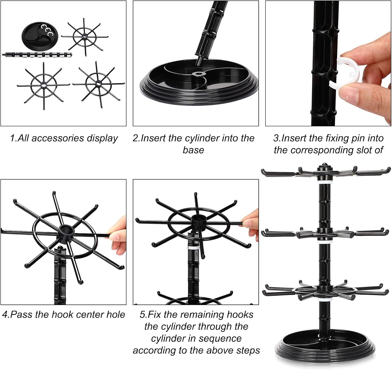 2 Pcs 3 Tier Rotating Jewelry Display Stand Plastic Spinning Rack for Vendors Events