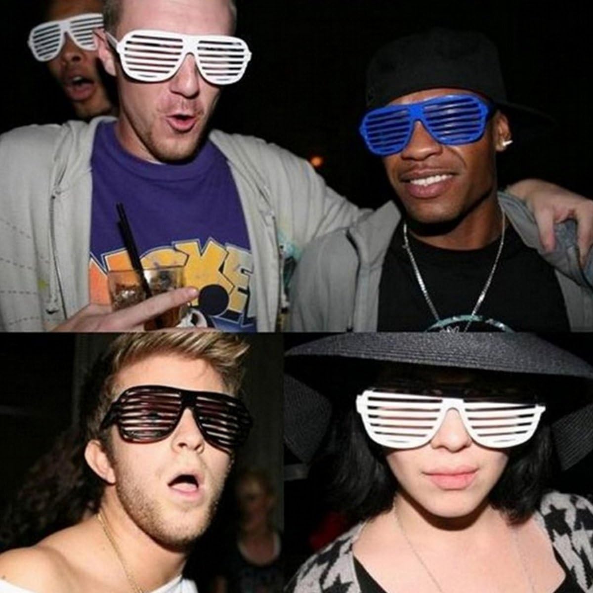 12 Pack Neon Color Shutter Style Glasses 80s Party