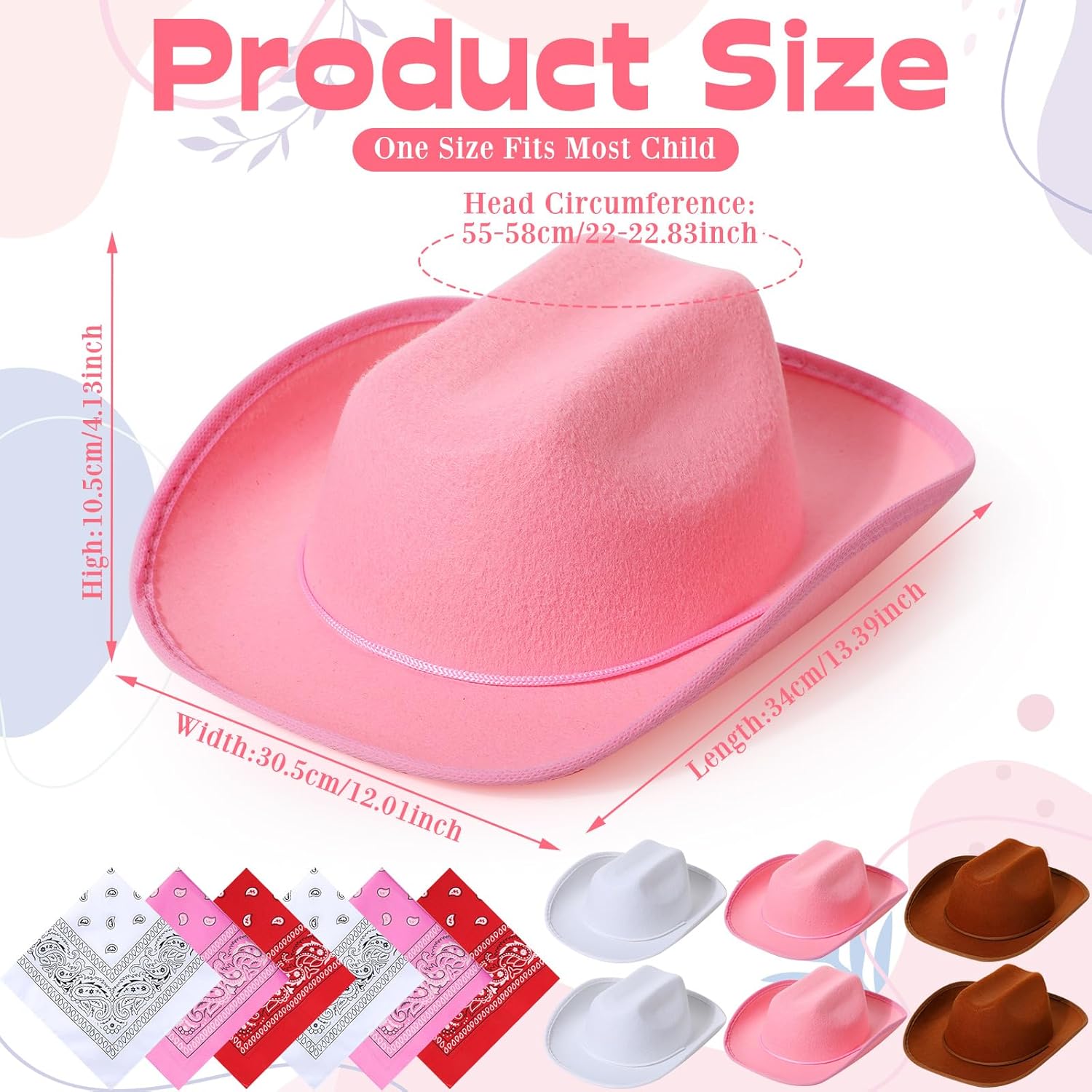 Unittype Kids Western Cowboy Hat Set 12 Pcs