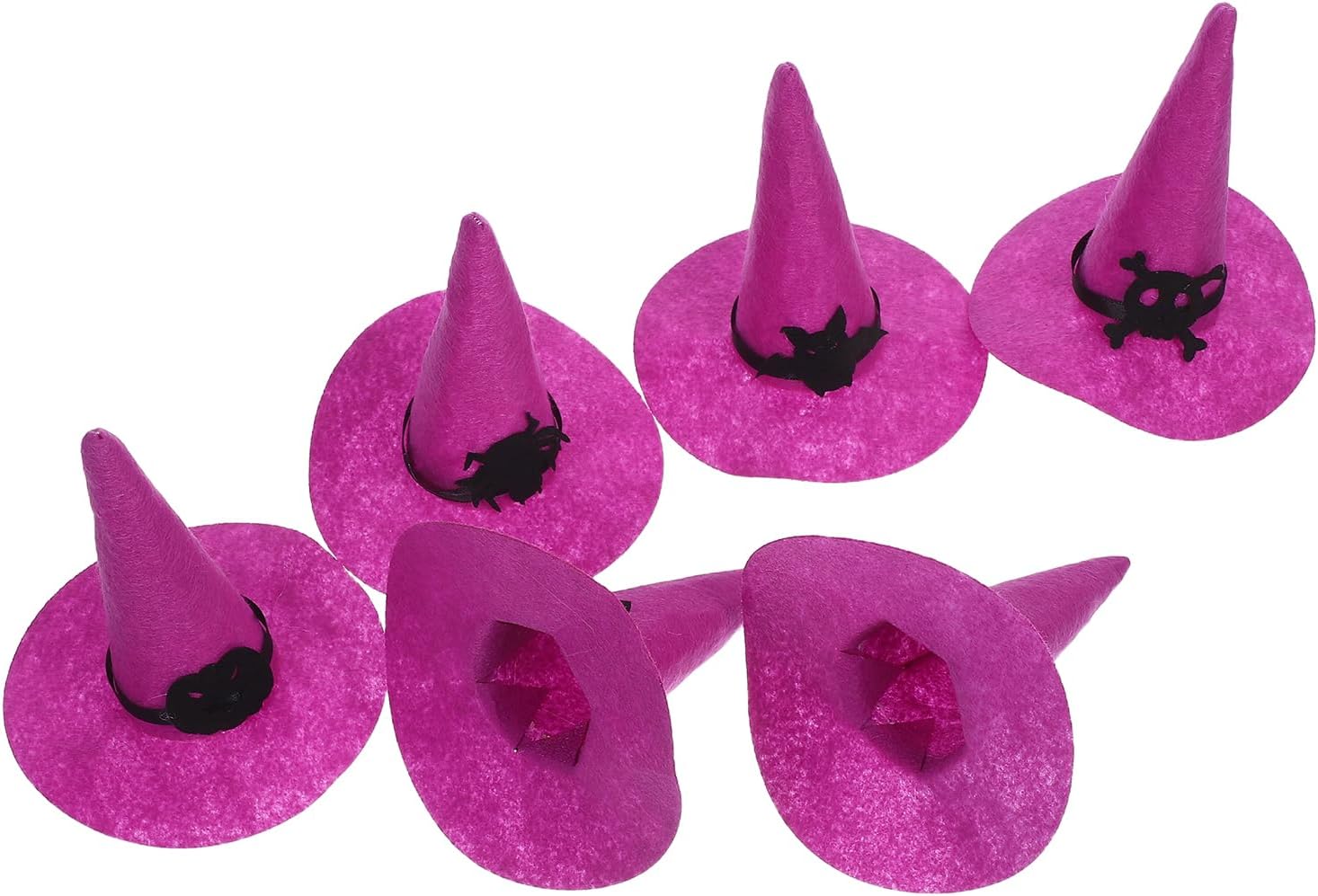LUOZZY 6pcs Small Felt Witch Hats for Halloween DIY Decoration Costume Accessories