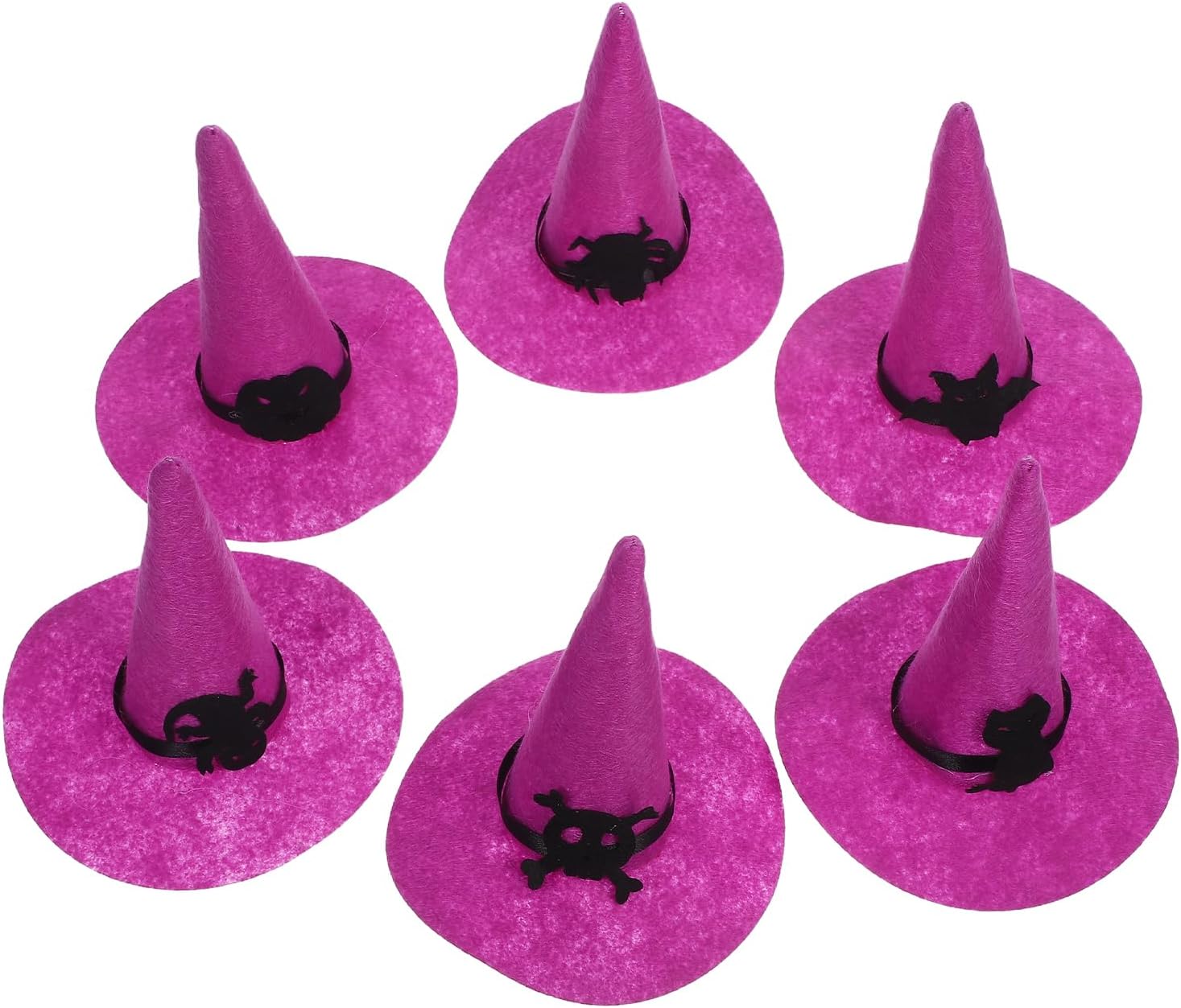 LUOZZY 6pcs Small Felt Witch Hats for Halloween DIY Decoration Costume Accessories