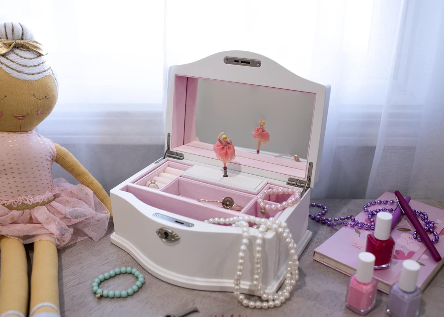 Cottage Garden Musical Jewelry Box 9 Inch Swan Lake