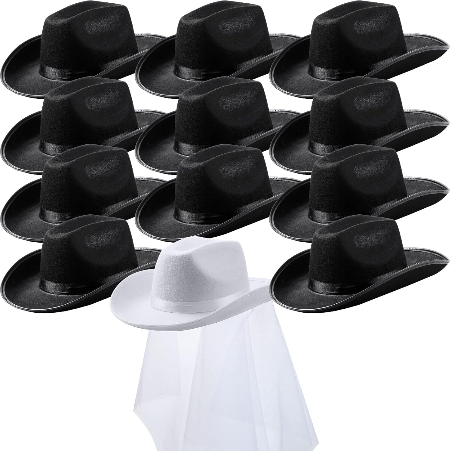 Unittype 12 Pcs Women Cowgirl Cowboy Hats Bachelorette Bridal Costume Accessories