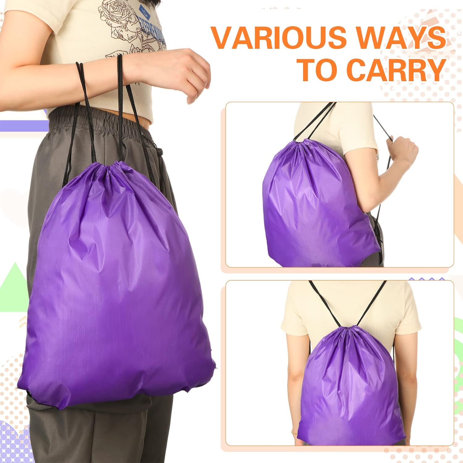 Kacctyen 400 Pcs Drawstring Backpack Bulk Set 18 Colors