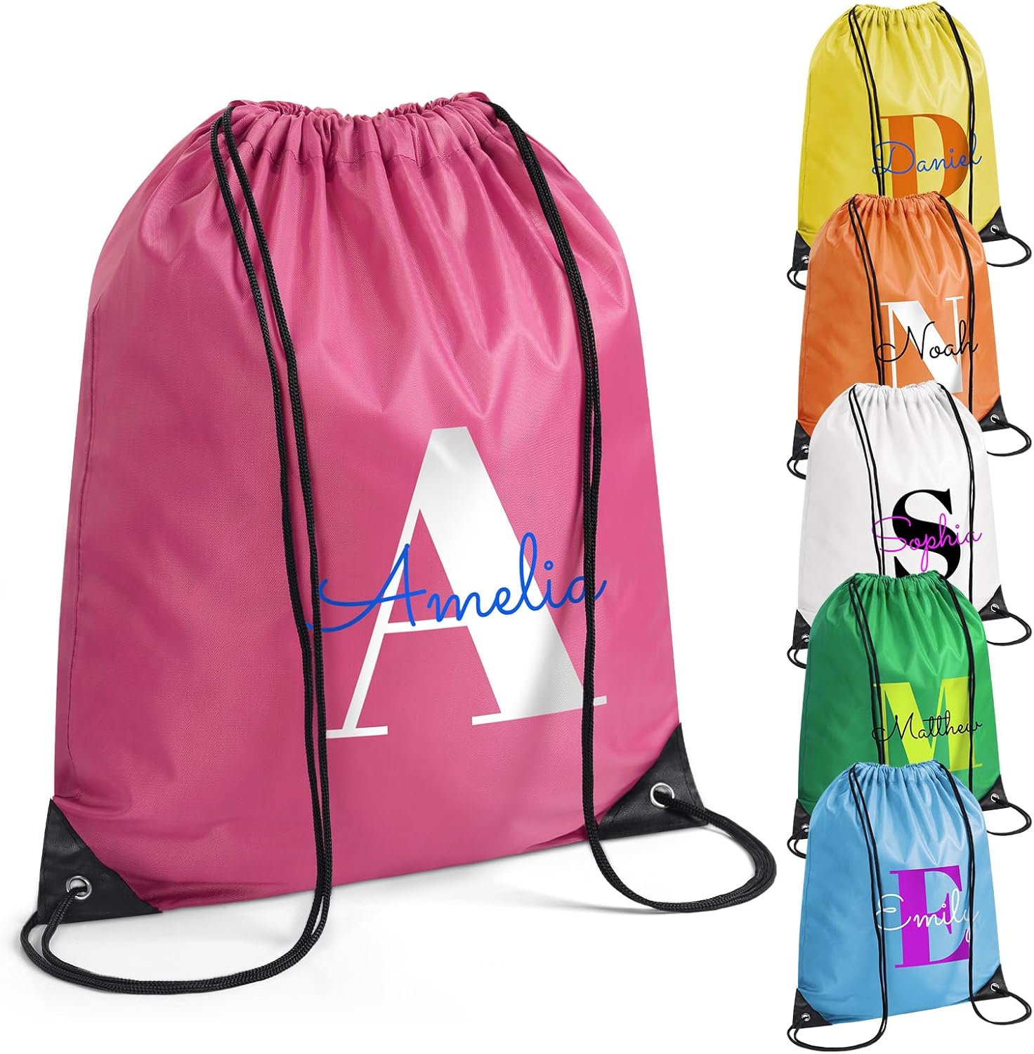 Custom Drawstring Backpacks with Initials 134x17 Inch 12 Colors