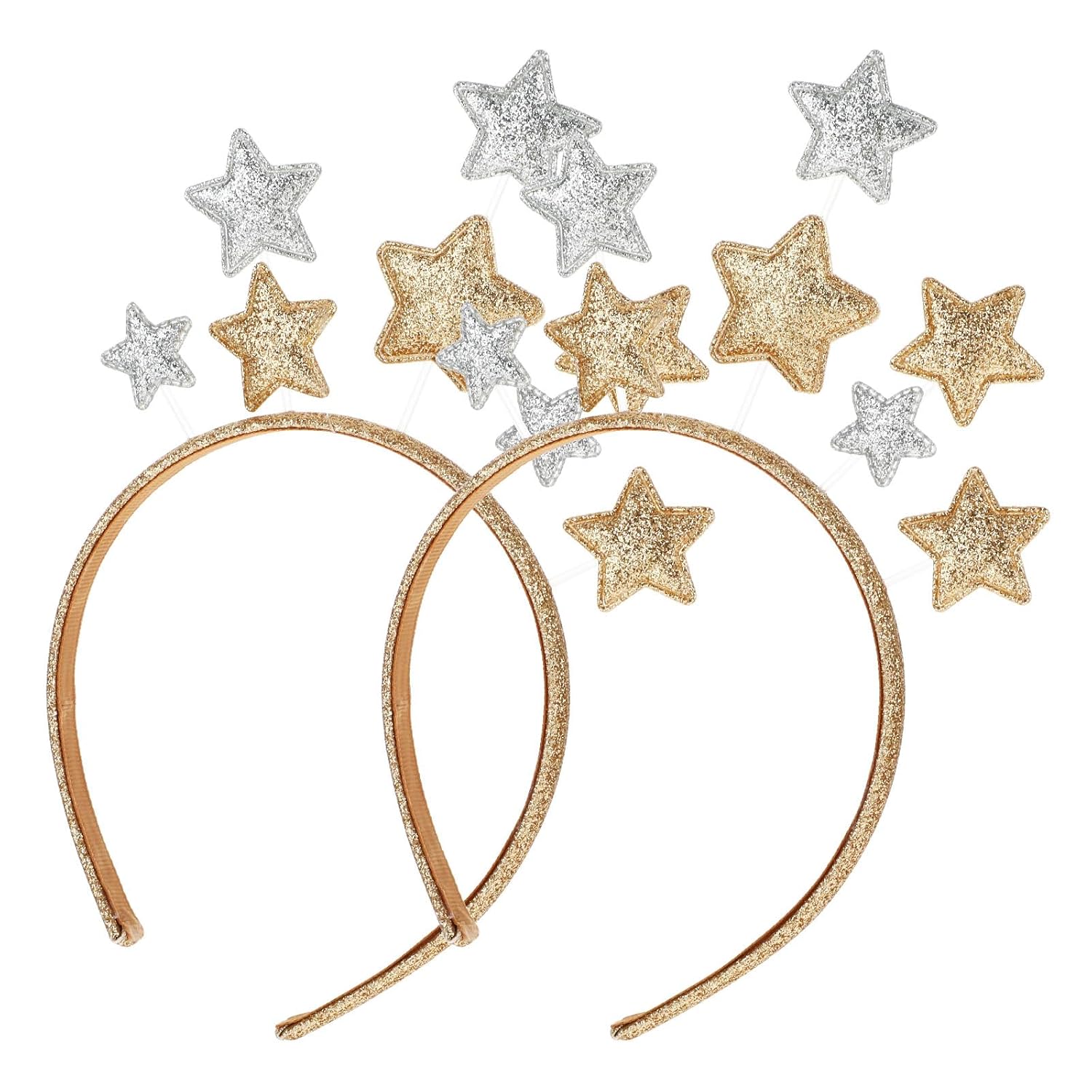 Star Headband 2 Pieces Gold and Silver Star Hair Hoops Party Festival Holiday Birthday Hair Accessories One Size