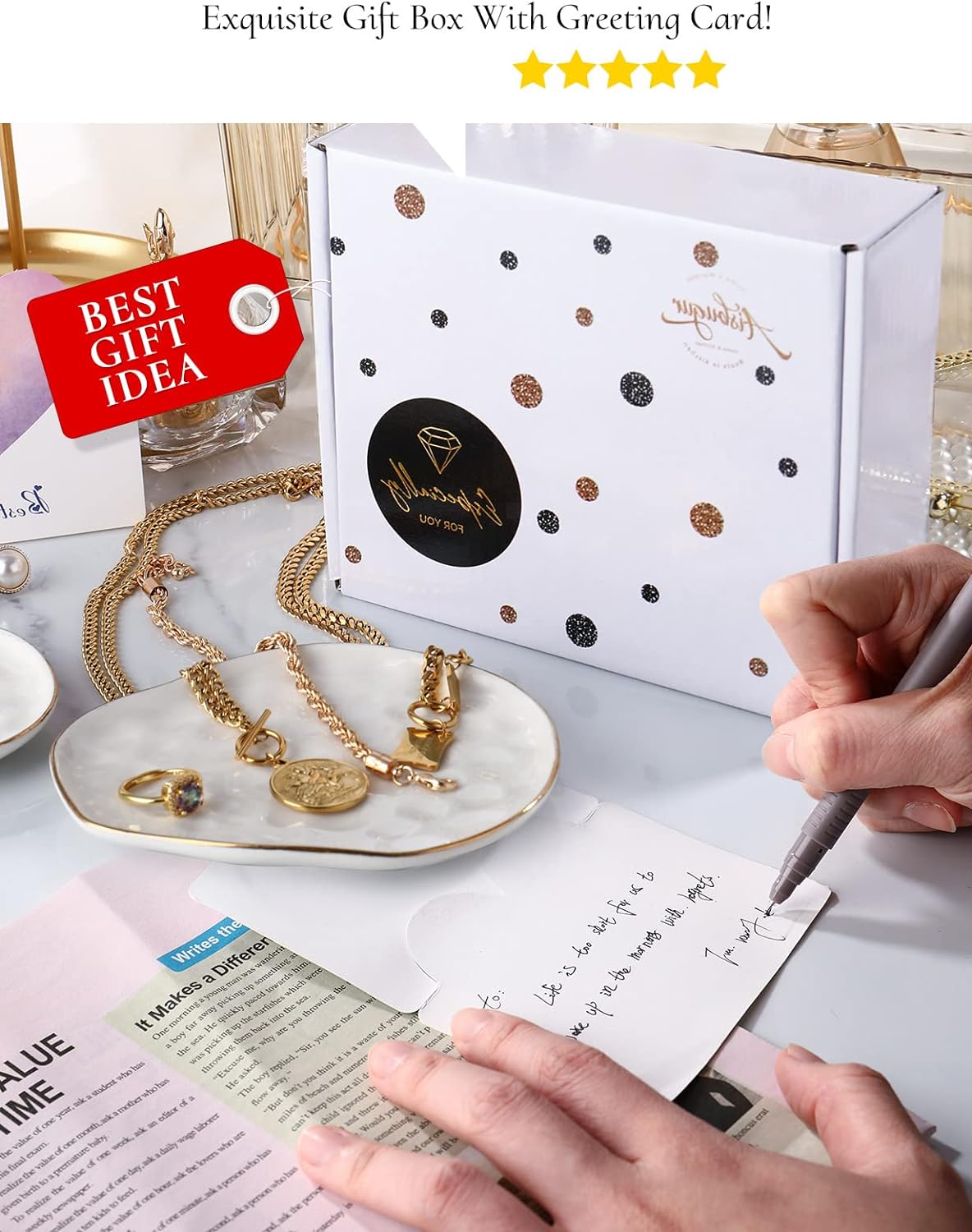 AISBUGUR Jewelry Tray Set of 2 - Large Capacity Jewelry Dish for Rings and More