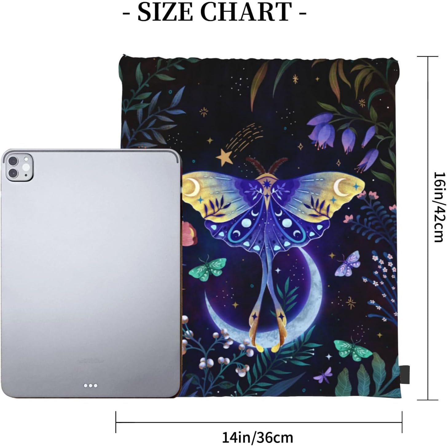 Moon-Moth Foldable Gym Bag Backpack with Drawstring for Shopping Sport Yoga Travel Swimming Beach