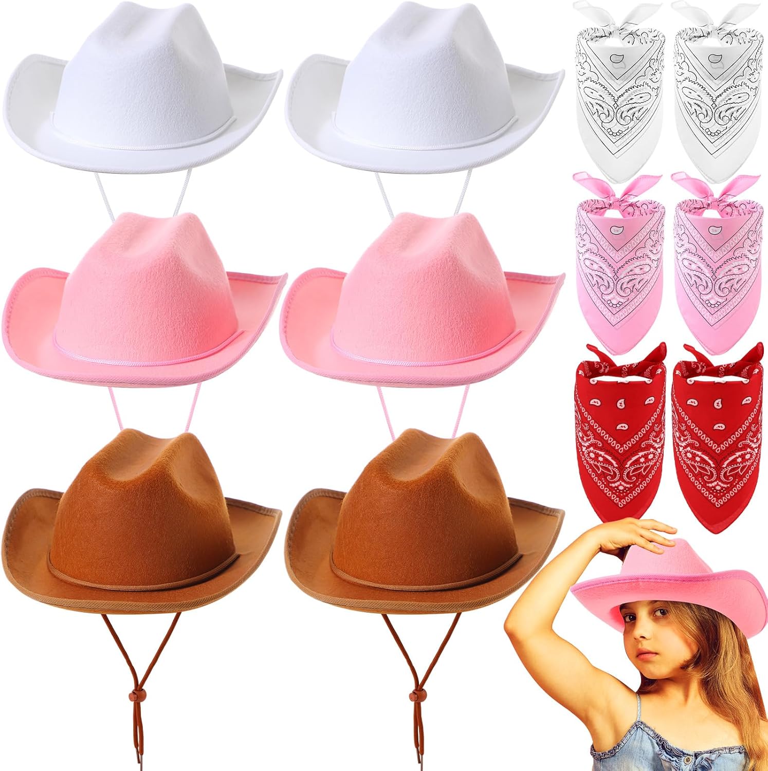 Unittype Kids Western Cowboy Hat Set 12 Pcs