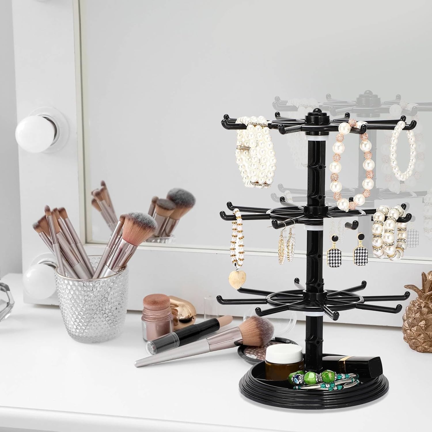 2 Pcs 3 Tier Rotating Jewelry Display Stand Plastic Spinning Rack for Vendors Events