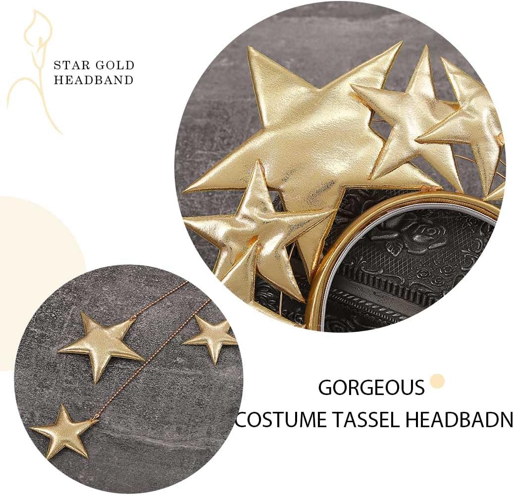 Yean Giant Star Headband Gold Goddess Halo Hair Band Festival Star Headdress for Women and Girls