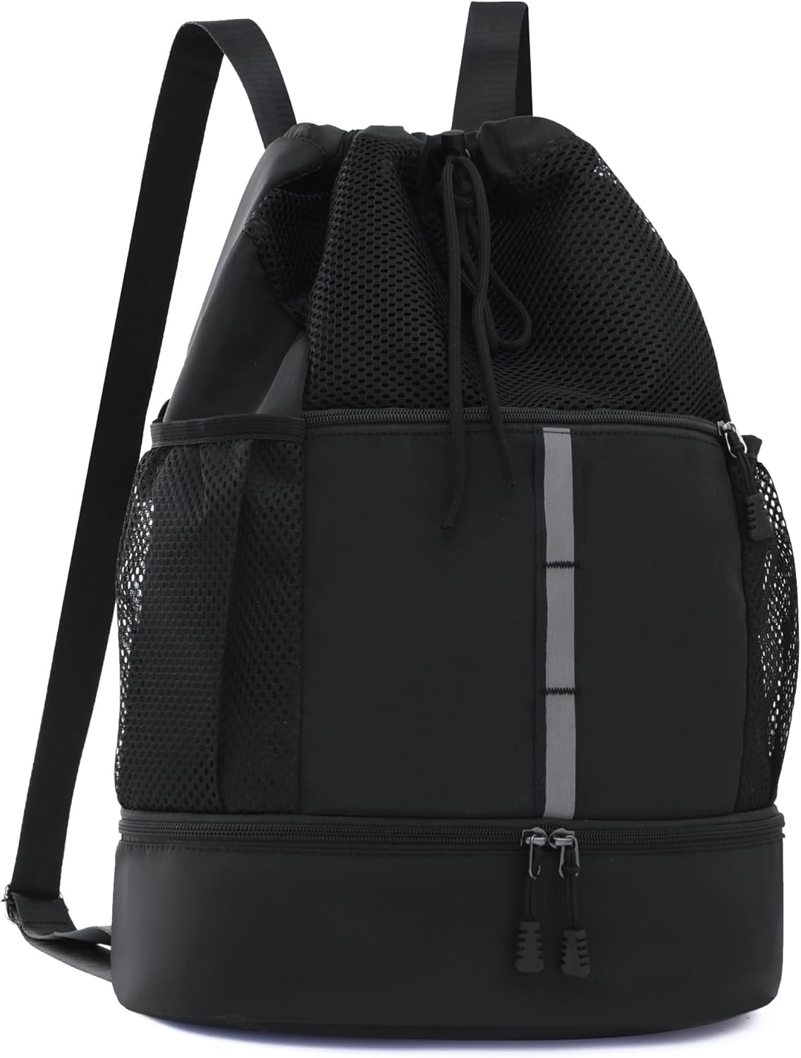 Sports Drawstring Backpack with Wet Proof Pocket and Shoe Compartment for Men Women