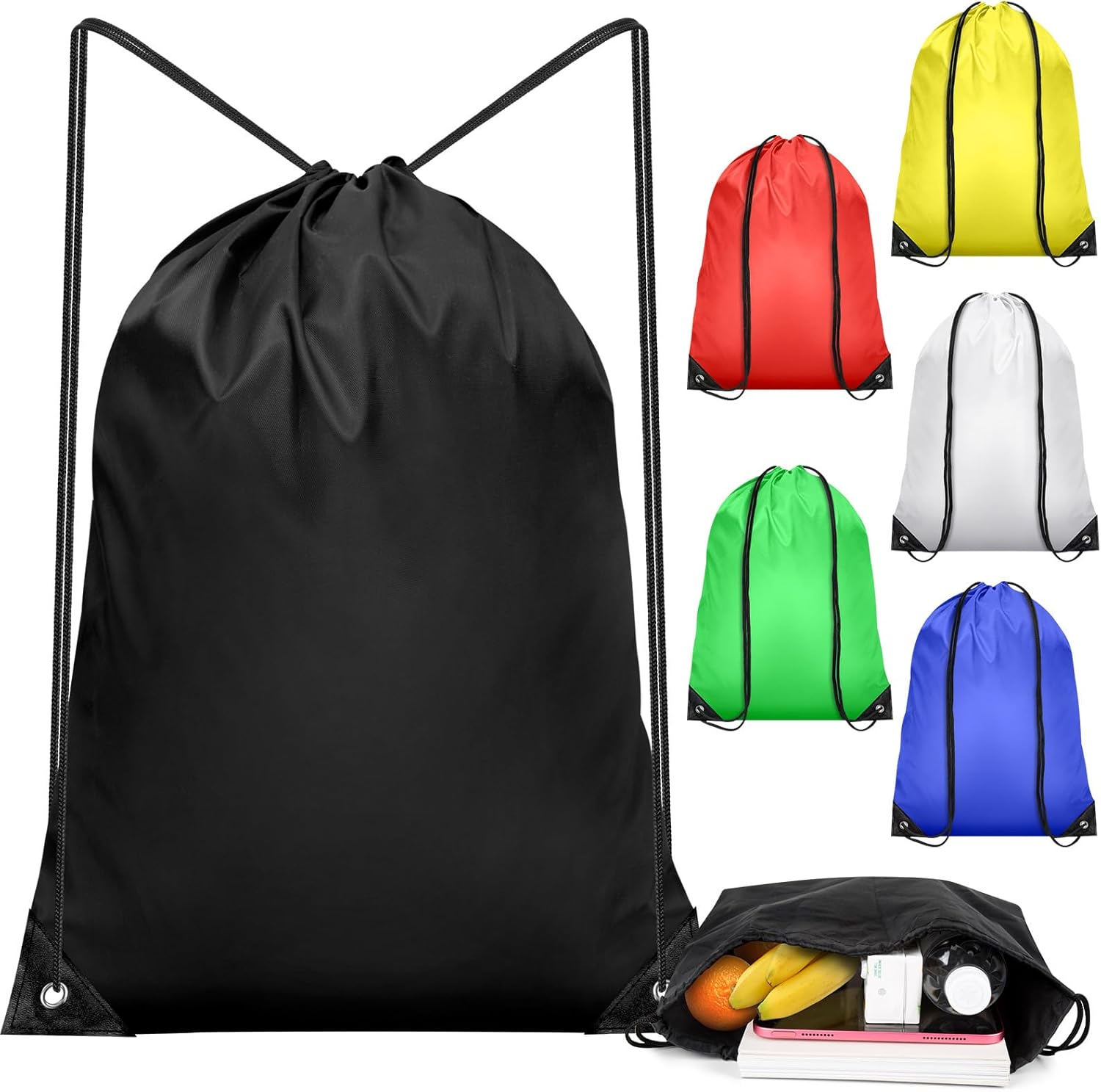 IKAYAS 6Pcs Drawstring Bags Bulk Colorful Backpacks for Gym Yoga Travel Sports