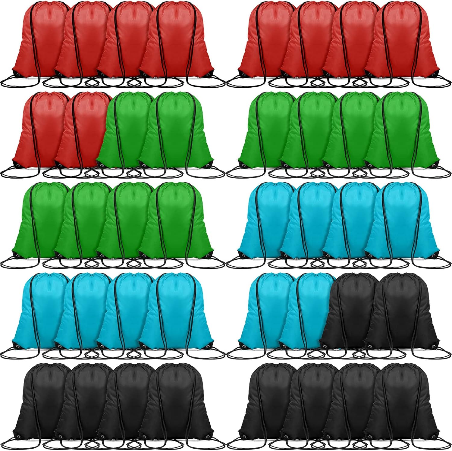 Shappy 100 Piece Drawstring Backpacks Waterproof Cinch Bags Multicolor Large Capacity