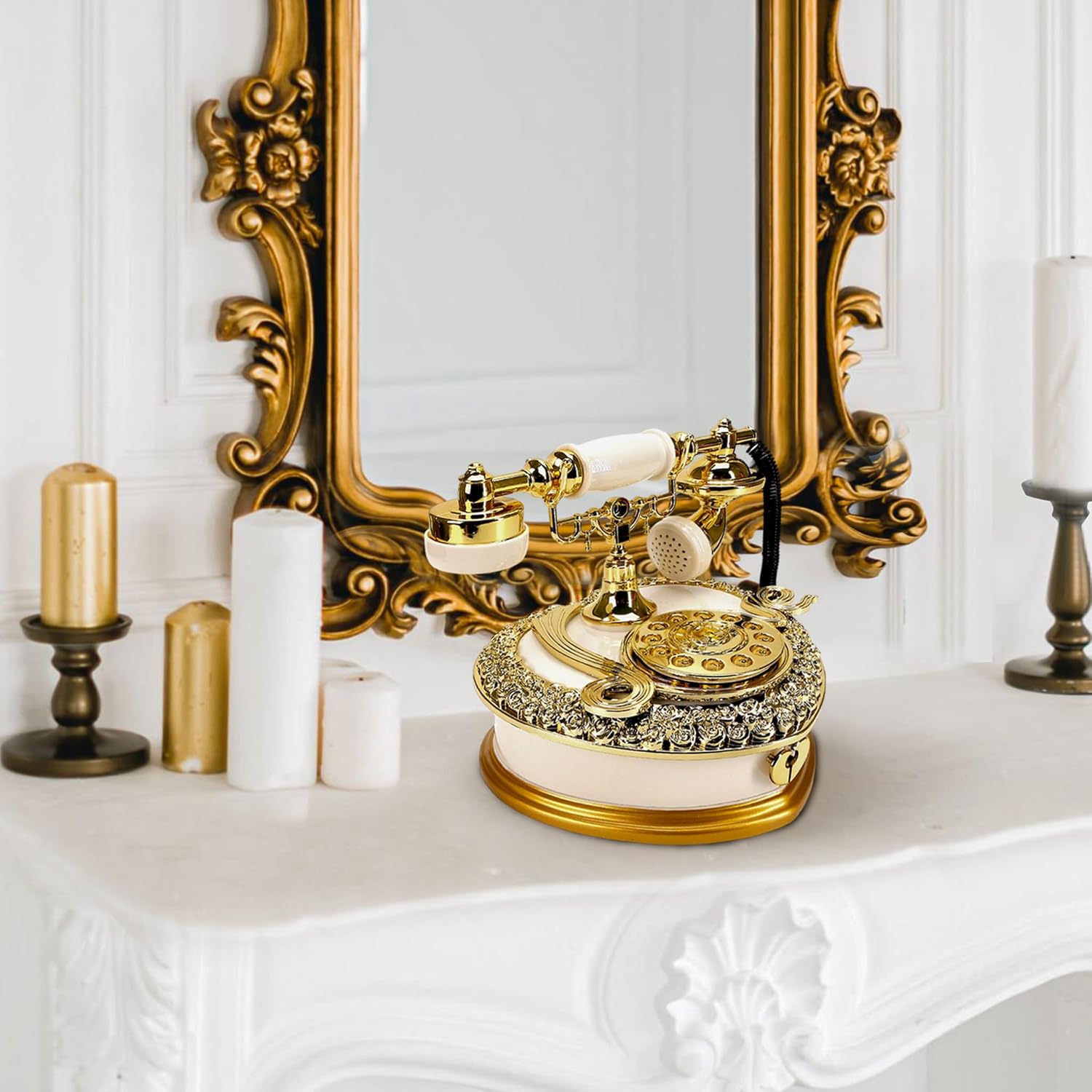 Big Vintage Telephone Jewelry Box with Drawer - Heart Shaped Trinket Music Box with Retro Dial